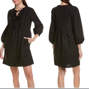 Tommy Bahama Poplin Split Neck Dress in Black Size M NWOT